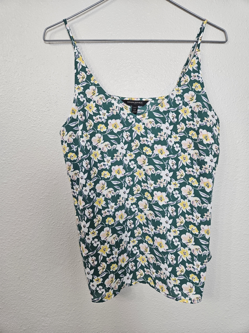 Banana Republic Green Floral Spaghetti Strap Camisole